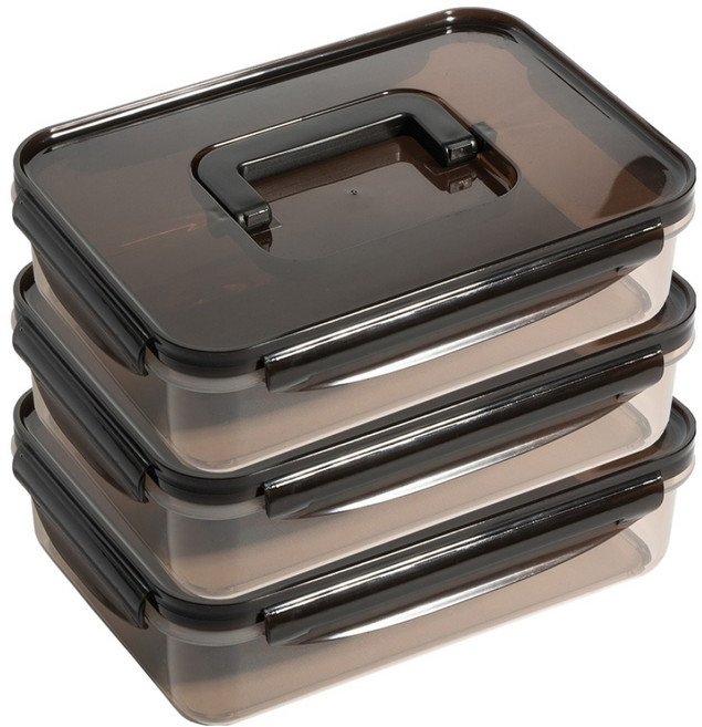 나누담 더 단단한 블랙 김치통 핸디형, 2.1L, 3개