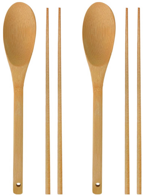 대나무 볶음스푼 + 조리용 젓가락 2벌 세트, 1세트