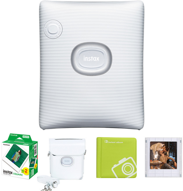 인스탁스 스퀘어 링크 + 필름 20p + 전용 가죽 케이스 화이트 + 스퀘어 앨범 랜덤발송 + 스퀘어 자석액자 랜덤발송 세트, F1017W(애쉬화이트), 1세트