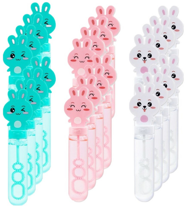 퍼줌 큐티 토끼 비눗방울 3종 x 8p 세트, 하늘, 분홍, 하양, 1세트