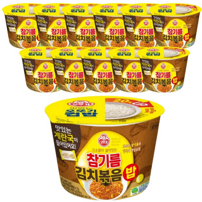 오뚜기 즉석국 컵밥 참기름 김치 볶음밥, 264g, 12개