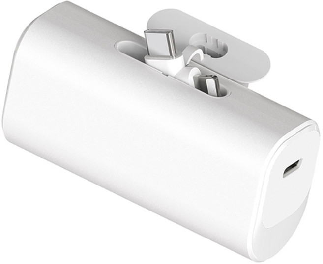 발란드 2 in 1 미니 도킹형 일체형 보조배터리 5000mAh C타입 / 애플8핀, 화이트, BLD-2IN1-5000