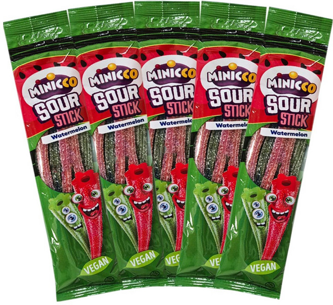 미니꼬 비건젤리 사우어 롱롱 스틱 수박향, 50g, 5개