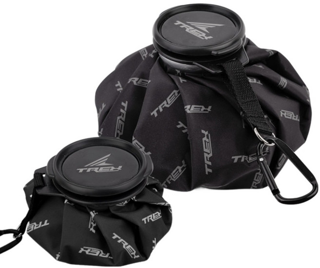 TREX 防水塗層登山扣掛式冷熱敷冰袋 大型 + 小型組合 黑色, 1個
