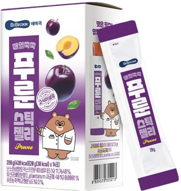 BEBECOOK 每日茁壯成長條狀果凍 20g x 14p, 西梅, 1個, 280g