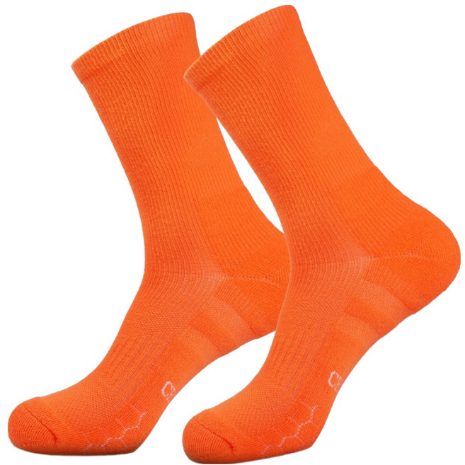 크로커다일 남성용 런닝 압박 쿠션 장목 양말 2족 세트, 오렌지, 1세트