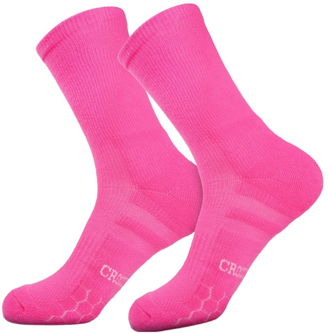 크로커다일 여성용 런닝 압박 쿠션 장목 양말 2족 세트, 핫핑크, 1세트