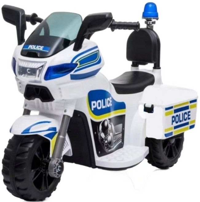 주비에라 아동용 전동 경찰 오토바이, 화이트, 1개