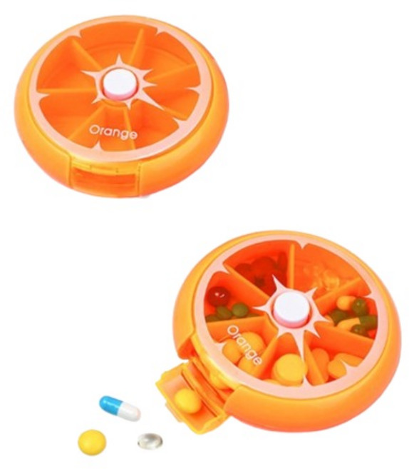 예그리나 휴대용 약통 알약케이스 7칸 오렌지, 2개