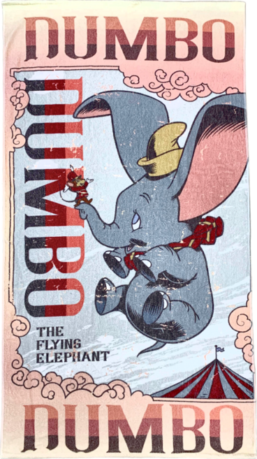 LIFE 來福牌 DUMBO 小飛象 印花浴巾, 跳躍小飛象, 1條