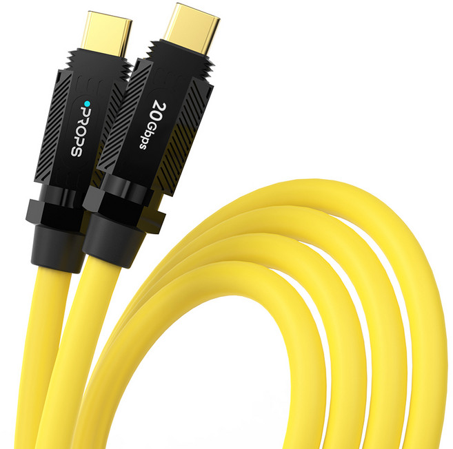 프롭스 C타입-C타입 USB 3.2 20Gbps 8K 60Hz 초고속 충전 케이블 140W 베이직타입, 200cm, 옐로우, 1개