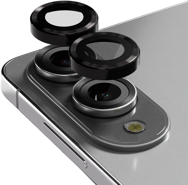 엑씨 빛번짐 방지 카메라 렌즈 강화유리 메탈 링 보호필름 블랙 세트, 1세트