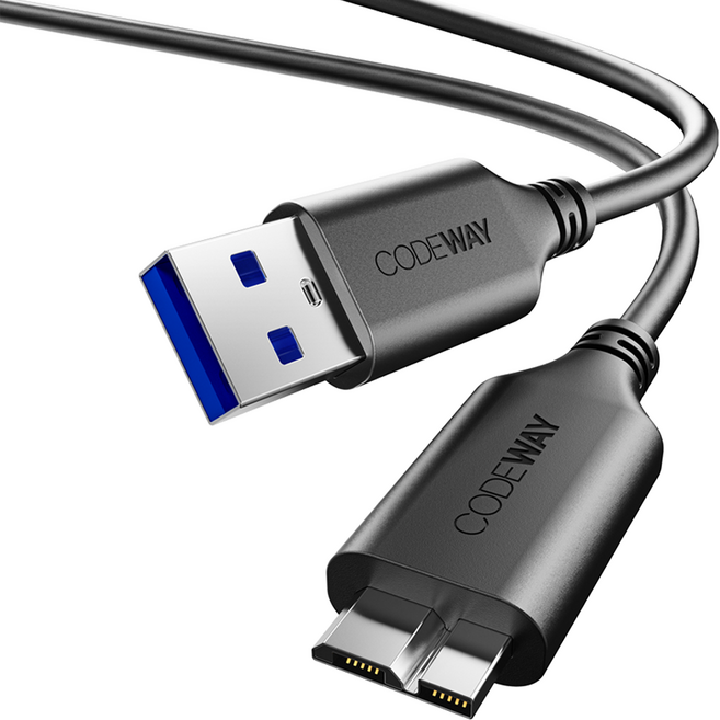 코드웨이 USB 3.0 A to 마이크로B 외장하드 케이블, 0.3m, 1개