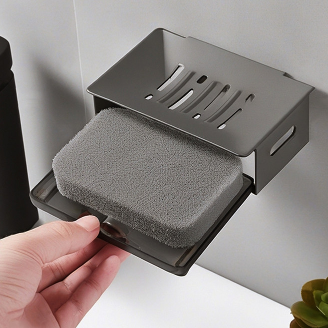 깔꼼샵 무타공 화장실청소 비누받침대, 그레이, 1개