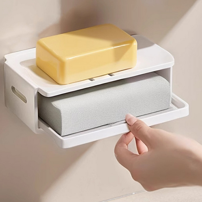 깔꼼샵 무타공 화장실청소 비누받침대, 화이트, 1개