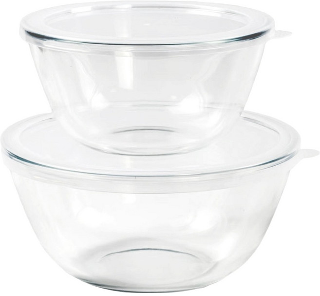 발룬피니 내열오븐유리 믹싱볼 2p + 뚜껑 2p 세트, 1세트