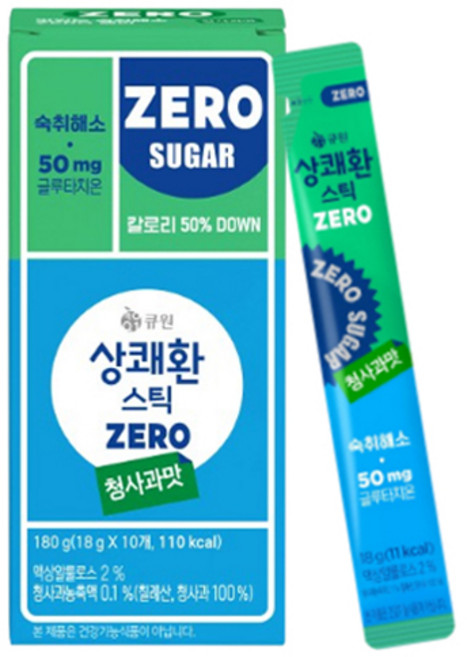 상쾌환 스틱 ZERO 청사과맛 숙취해소제 10p, 180g, 1개