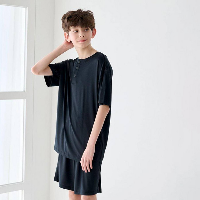 메종마밤 아동용 쿨 학생 헨리넥 5부 잠옷 상하의 세트