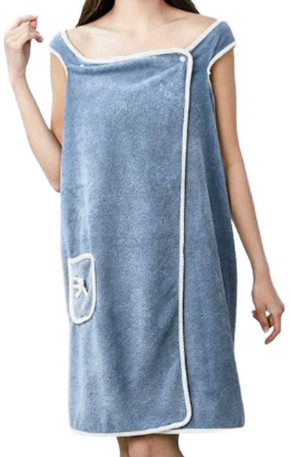 앞날창창 여성 목욕 랩 샤워 가운, 블루, 1개