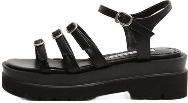 마크모크 여성용 트리플 청키 데일리 스트랩 샌들 6cm