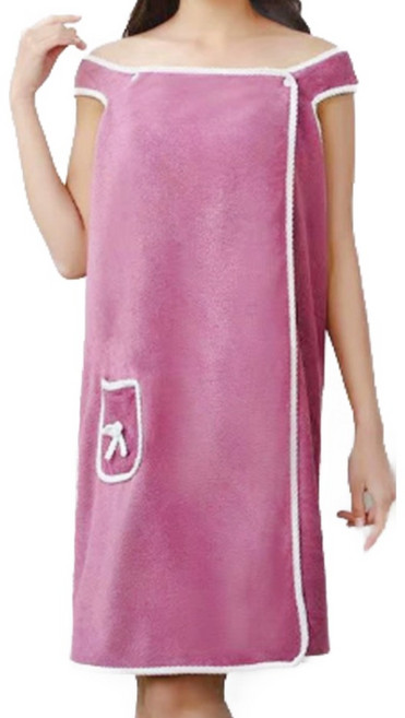 앞날창창 여성 목욕 랩 샤워 가운, 딥퍼플, 1개