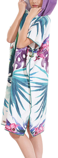 타포니 비치 후드 판초 타월 90 x 110 cm, 퍼플리프, 1개