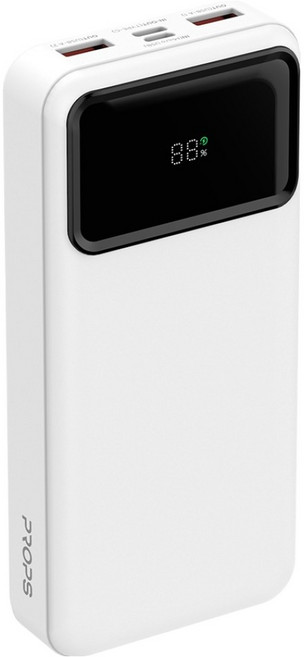 프롭스 22.5W PD 고속충전 LED 잔량표시 차지고 보조배터리 20000mAh, PFB100W20, 화이트