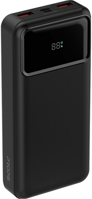 프롭스 22.5W PD 고속충전 LED 잔량표시 차지고 보조배터리 20000mAh, PFB100B20, 블랙