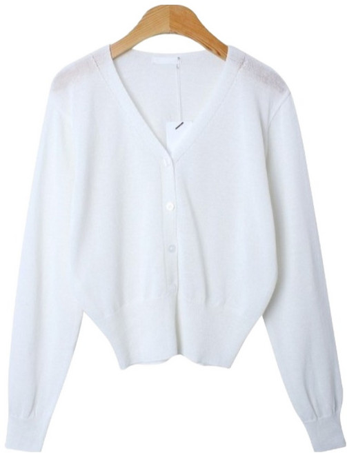 린다샵 여성용 냉감 통기성 시나리 린넨 세미 크롭 브이넥 가디건 cpcd3437k52