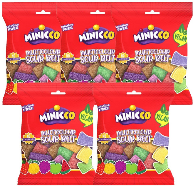 미니꼬 비건젤리 멀티컬러 사우어 벨트, 50g, 5개