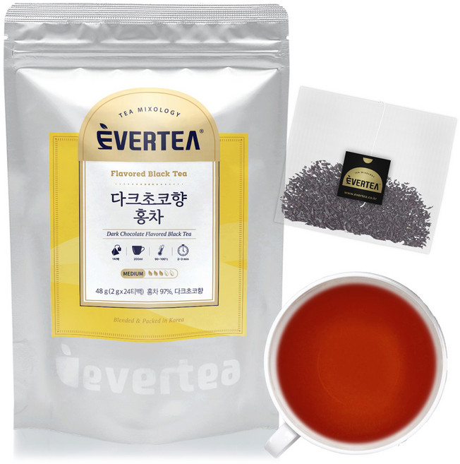 에버티 다크초코향 가향 홍차 티백, 1개, 24개입