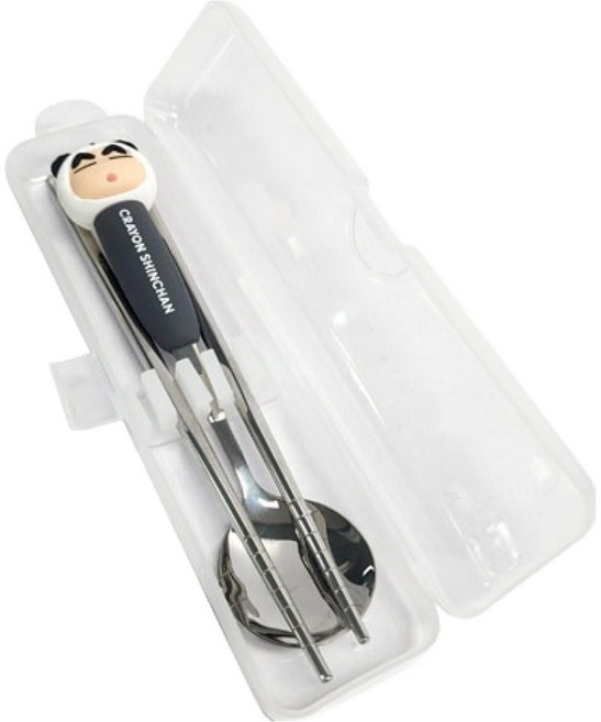 짱구는못말려 입체 스푼 젓가락 케이스 세트, 팬더, 스푼 + 젓가락 + 케이스, 1세트