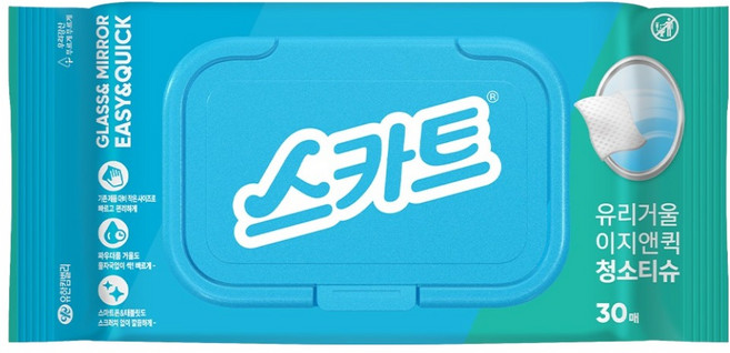 스카트 유리거울 이지앤퀵 청소티슈 30p, 1개