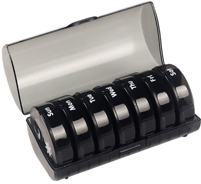 DIGIXO 휴대용 7일 알약케이스 보관 정리함 블랙, 1개