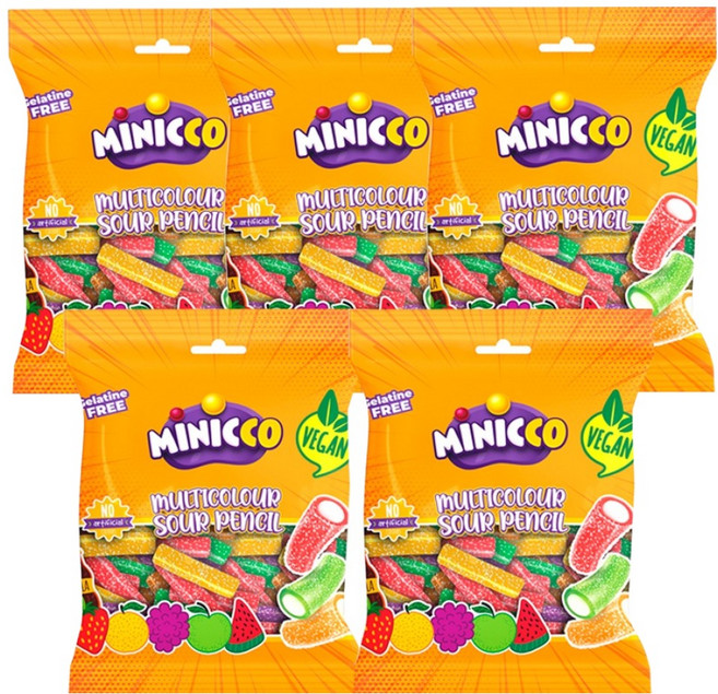 미니꼬 비건젤리 멀티컬러 사우어 펜슬, 50g, 5개