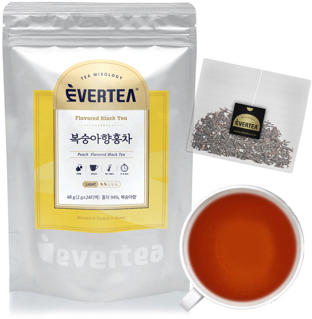 에버티 복숭아향 가향 홍차 티백, 2g, 24개입, 1개