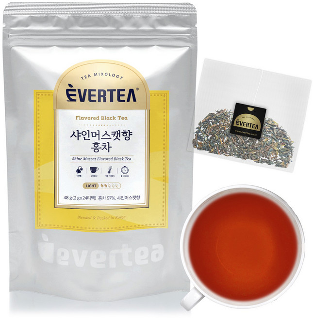 에버티 샤인머스캣향 가향 홍차 티백, 2g, 1개, 24개입