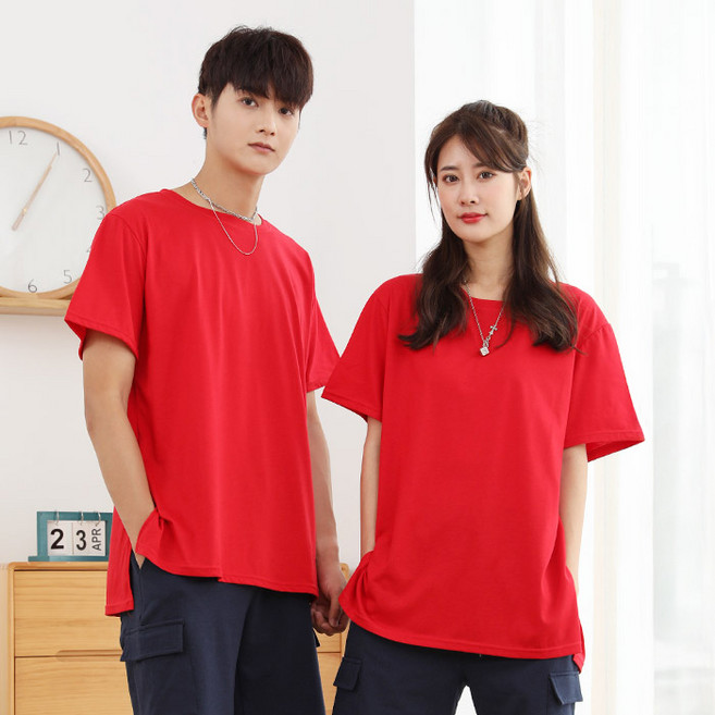 턴키 남녀공용 빅사이즈 레이어드 오버핏 롱 트임 반팔티 SP-263