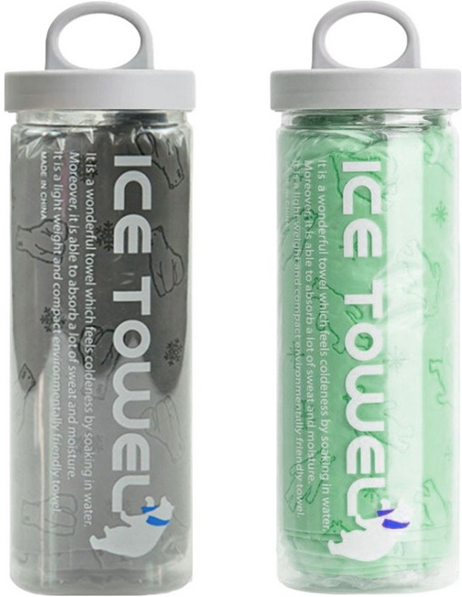 원이네 곰돌이 아쿠아 습식타월 대형 2종 + 보관케이스 2종 세트 85 x 33 cm, 그레이 + 민트, 1세트