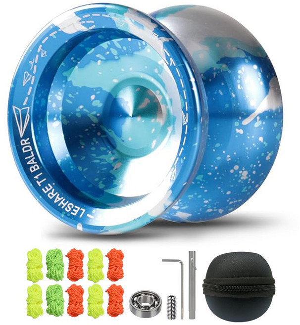 우수한 회전력의 잘 올라오는 전문가용 메탈 요요, 블루(요요), 랜덤발송(요요줄), 1개