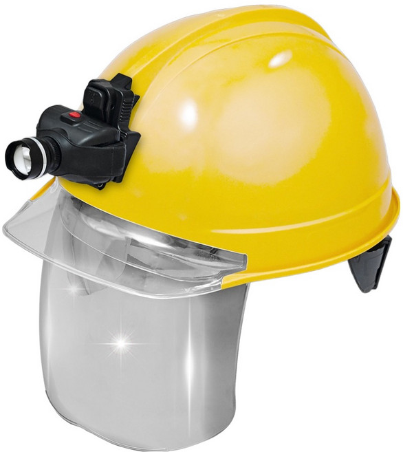 동명 고급형 투명창 실버보안경 안전모 헤드랜턴포함 개나리색, 1세트