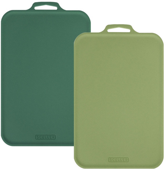SCELLER 실리 쁘띠 국내제작 향균 칼집 잘 안 나는도마, 캐슬턴그린 + 올리브그린, 1세트