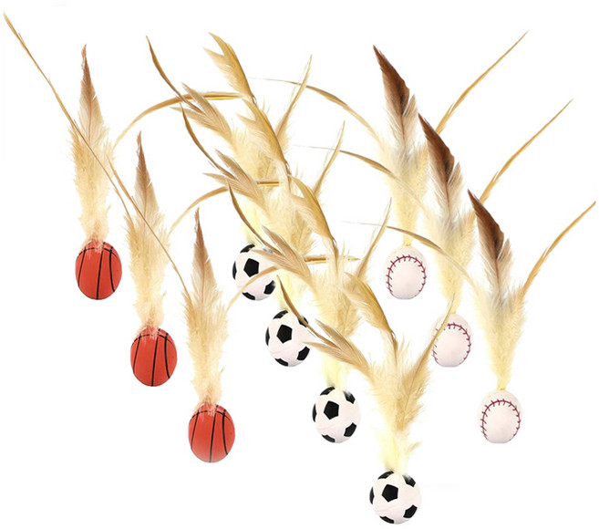 neozzang 고양이 탱탱볼 앤 깃털 장난감 10p, 혼합색상, 1세트