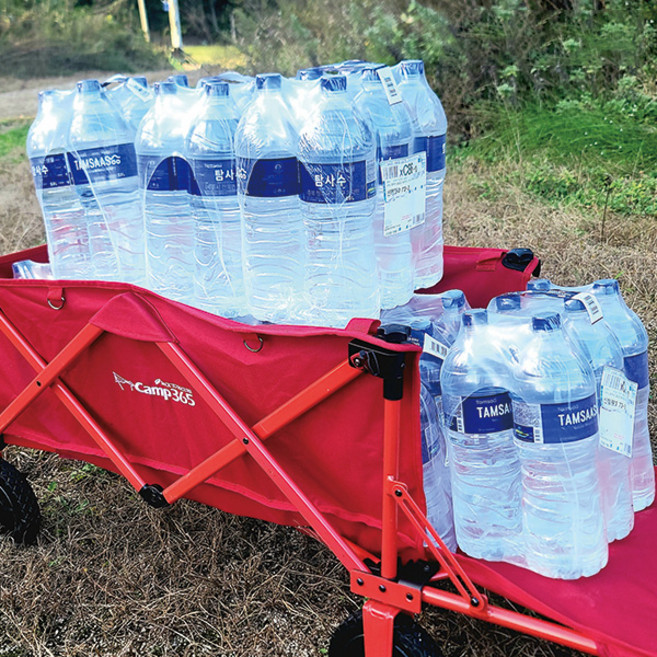 캠프365 파파웨건 챔프 저소음 고무바퀴 캠핑 접이식 손수레 특대, 레드, 1개