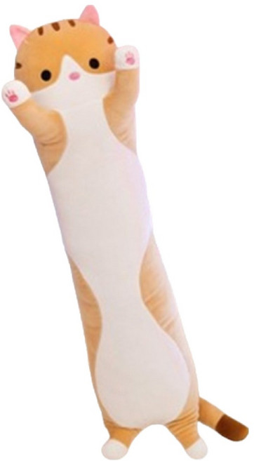 다다랜드 고양이 포근 바디필로우 대형 롱 인형, 브라운