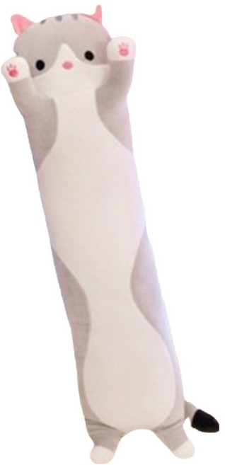 다다랜드 고양이 포근 바디필로우 대형 롱 인형, 그레이