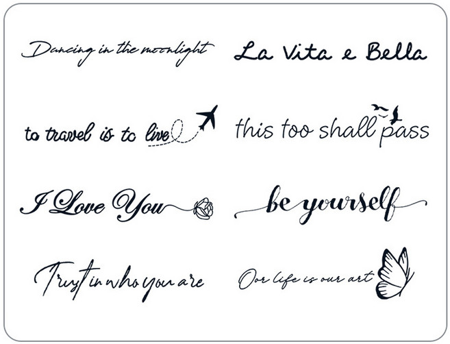 젤루나 반영구 유니크 포인트 레터링 타투 스티커 T-36 8p 세트, 1세트