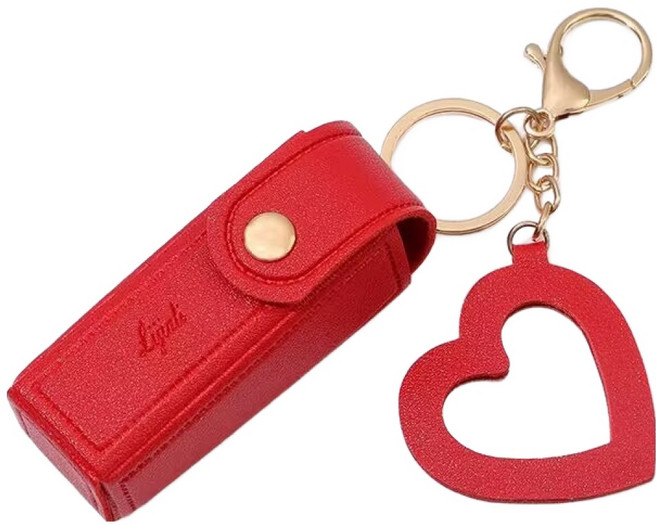 예쁜 도장케이스 + 키링 세트, 레드