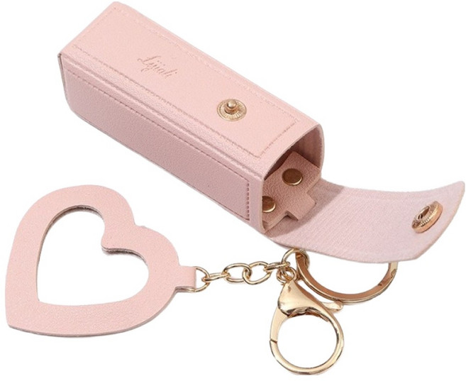 예쁜 도장케이스 + 키링 세트, 핑크