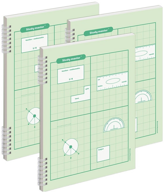 뮤니드 스프링 4분할 그리드노트 5mm, 3개, 그린